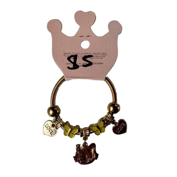 hello kitty kids charm Gold Tone Yellow Butterflies bracelet - Picture 4 of 4